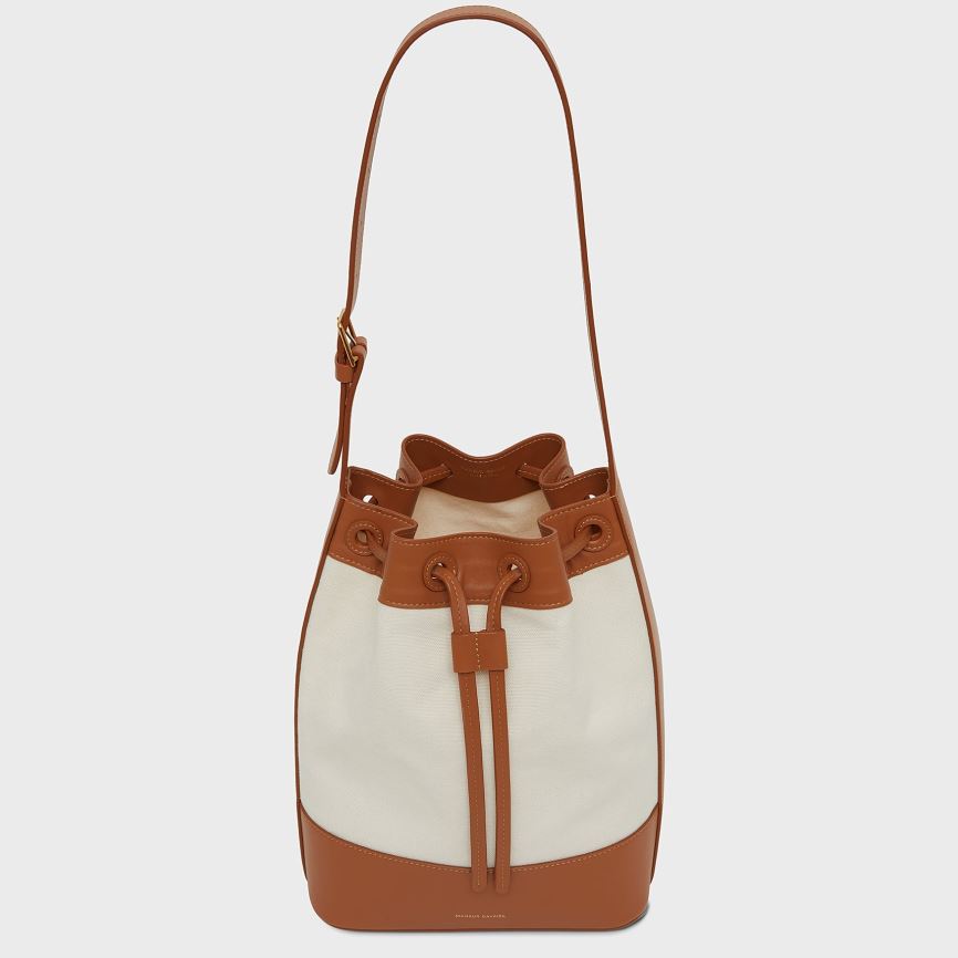 Women's Mansur Gavriel Block Bucket Bags White / Brown | AU 0218LA